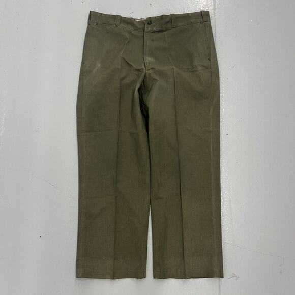 Vintage 60s Sears Green Sanforized Workwear Chinos 36x27 - Picture 1 of 4